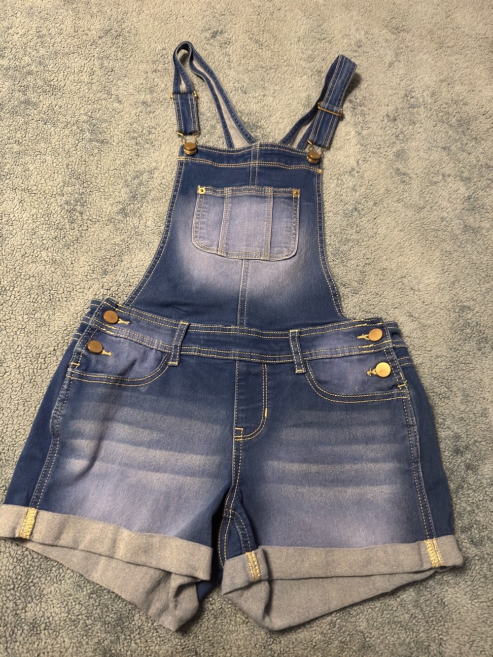 NOBO Relaxed Fit Denim Shortalls in Blue